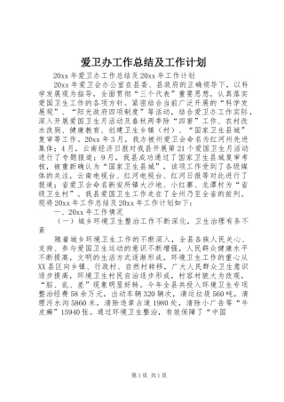 爱卫办工作总结及工作计划 
