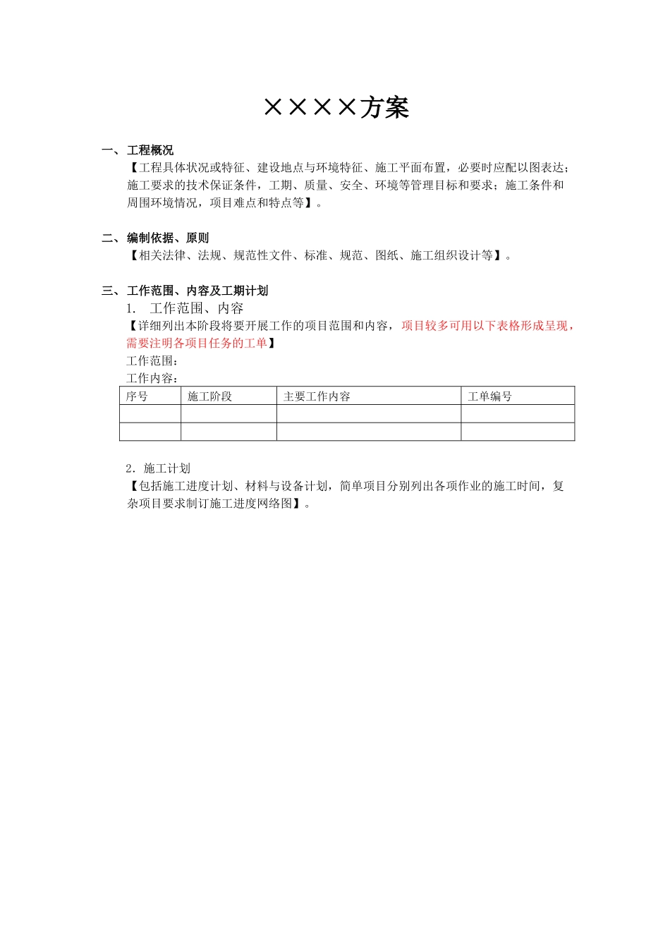 投标文件格式-技术方案模板(模板)_第2页