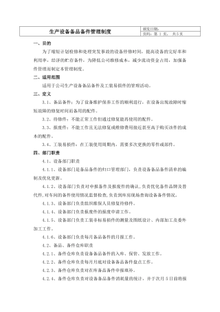 设备备品备件管理制度