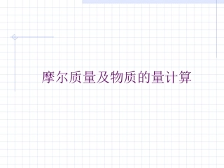 摩尔质量及物质的量的计算