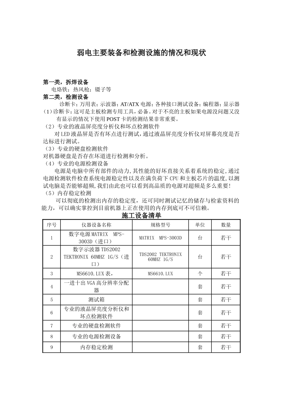 弱电主要检测设备情况_第1页