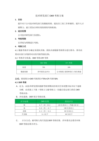 公司技术团队OKR考核方案