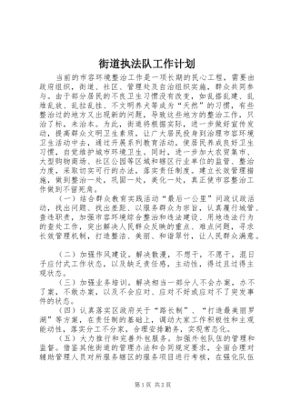 街道执法队工作计划 