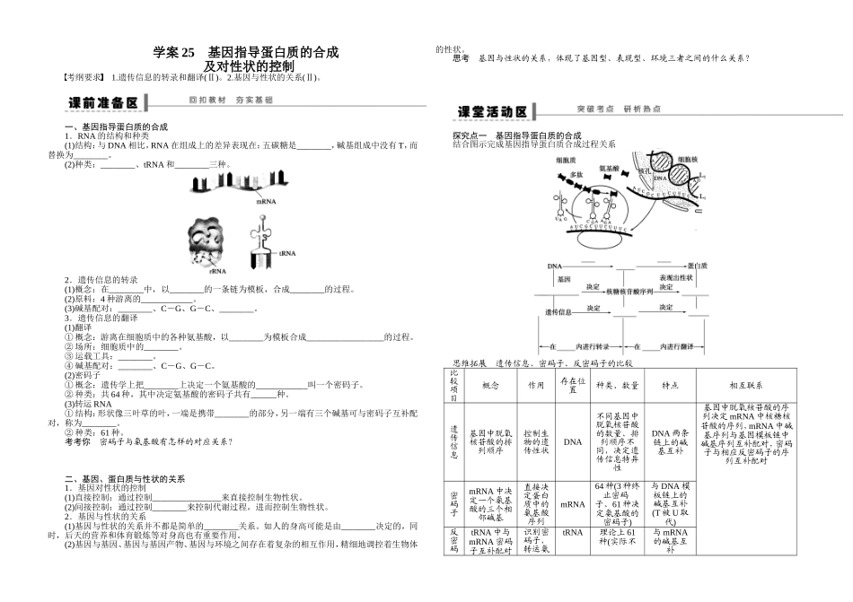 学案25基因指导蛋白质的合成_第1页