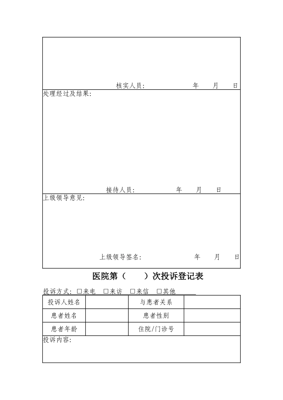 医院投诉登记表1_第2页