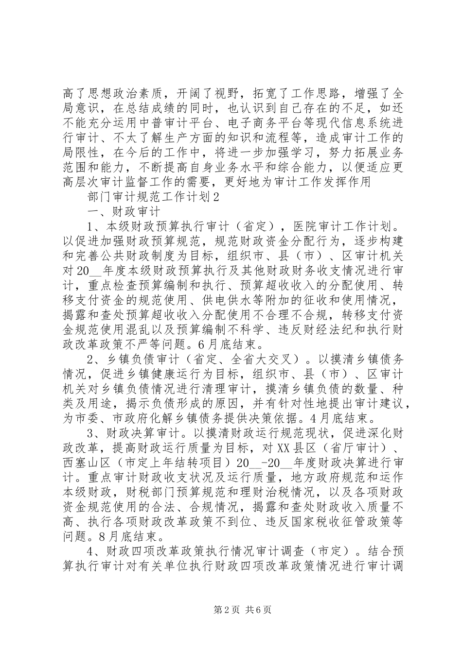 20XX年部门审计规范工作计划_第2页