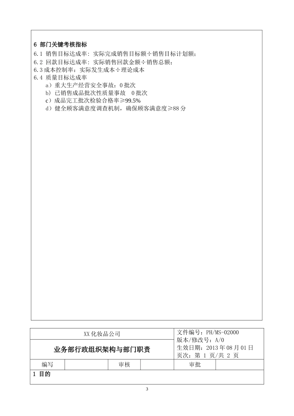 化妆品公司各部门架构、职责和各岗位说明书_第3页