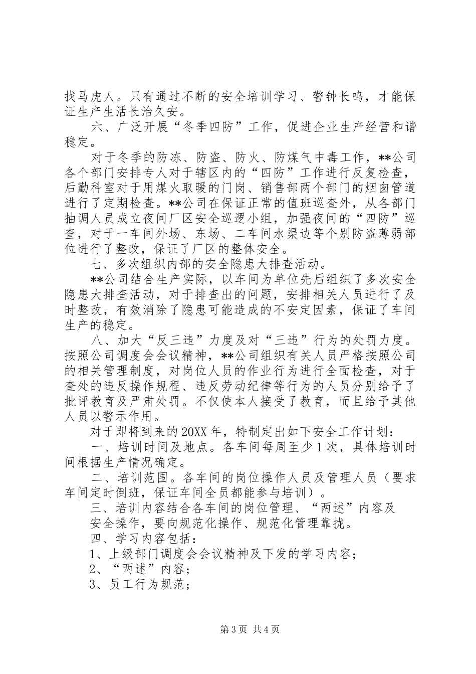 公司201X年安全工作总结暨201X年工作计划_第3页