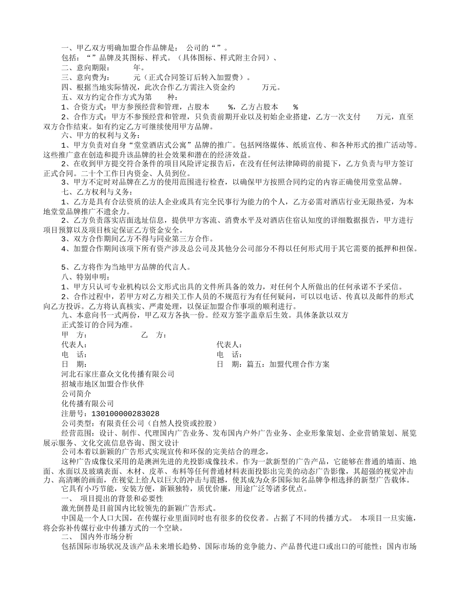 加盟合作意向书_第3页