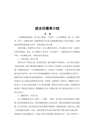班主任德育小结