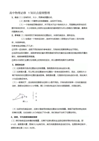 人教版高中物理必考知识点整理必修1