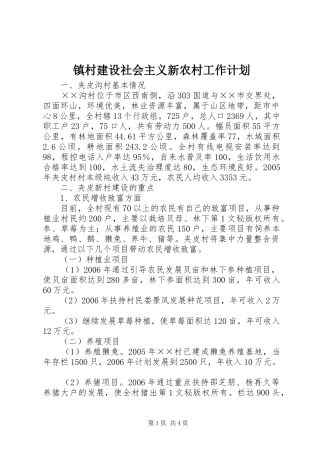 镇村建设社会主义新农村工作计划 