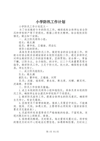 小学防汛工作计划 
