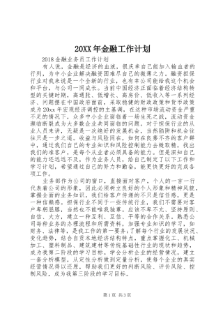 20XX年金融工作计划 (4)