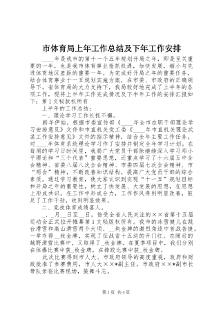 市体育局上年工作总结及下年工作安排 