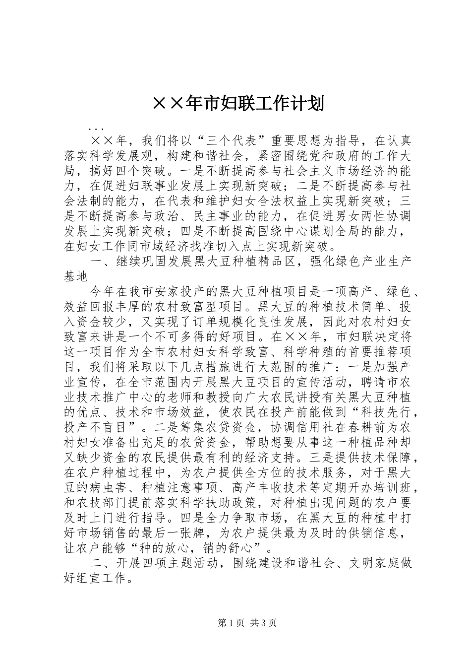 ××年市妇联工作计划 _第1页