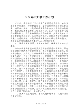 ××年市妇联工作计划 