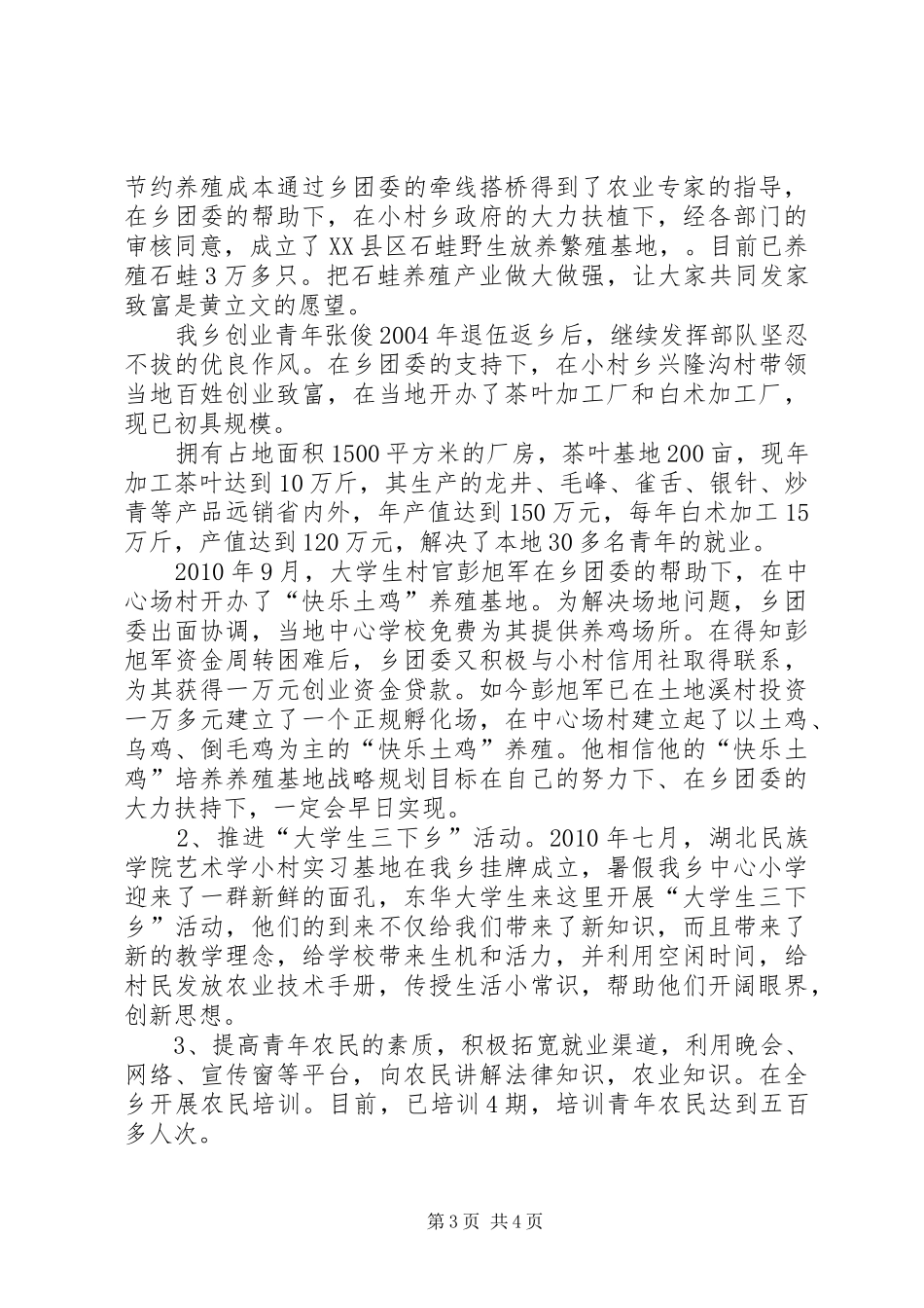 XX年共青团小村乡委员会工作计划 _第3页