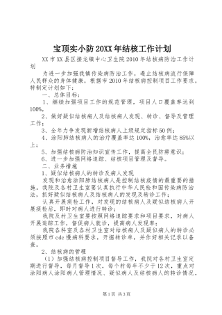 宝顶实小防20XX年结核工作计划 (3)