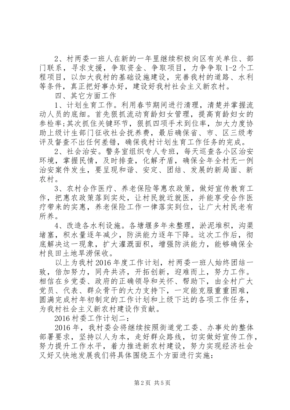 20XX年村委工作计划3篇_第2页