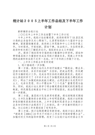 统计站２００５上半年工作总结及下半年工作计划