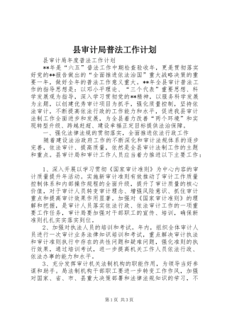 县审计局普法工作计划 