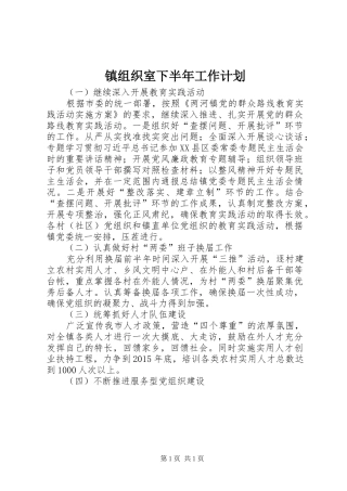 镇组织室下半年工作计划 