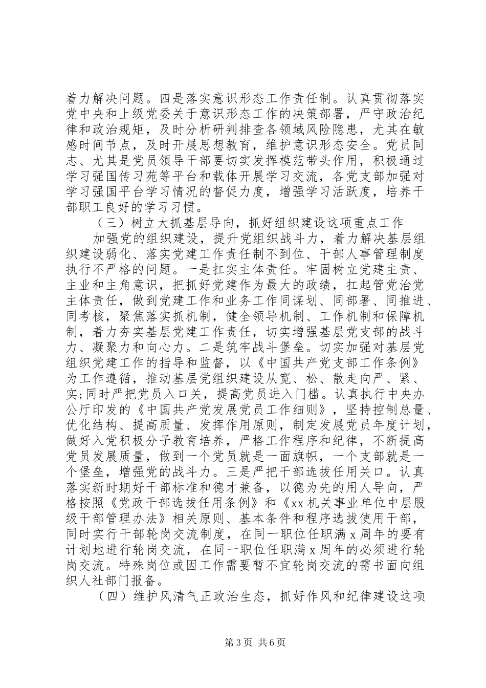 XX年落实全面从严治党主体责任工作计划 _第3页