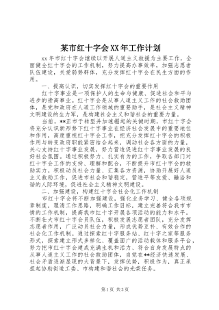 某市红十字会XX年工作计划 