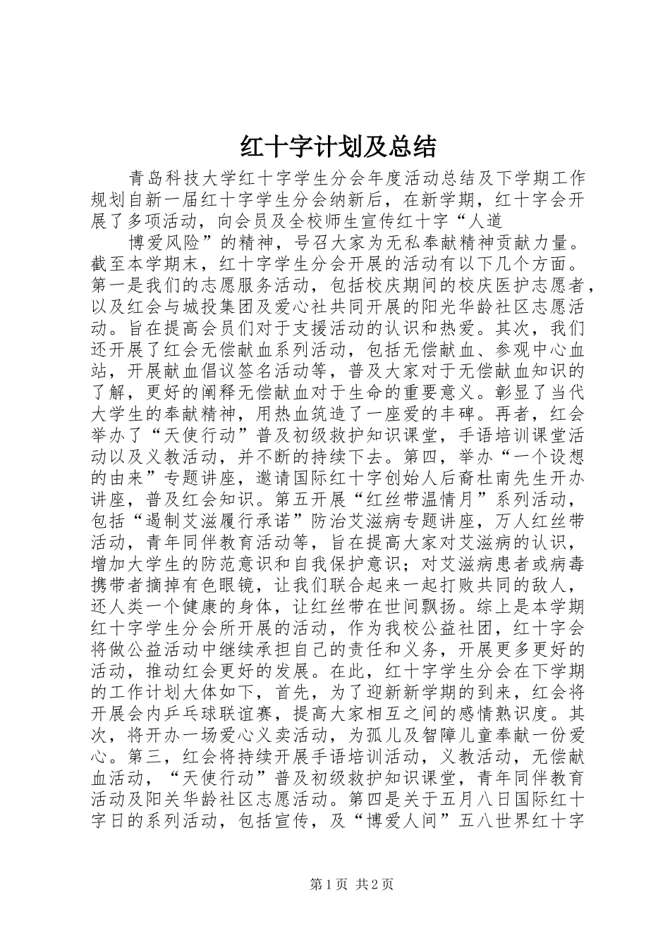 红十字计划及总结 _第1页