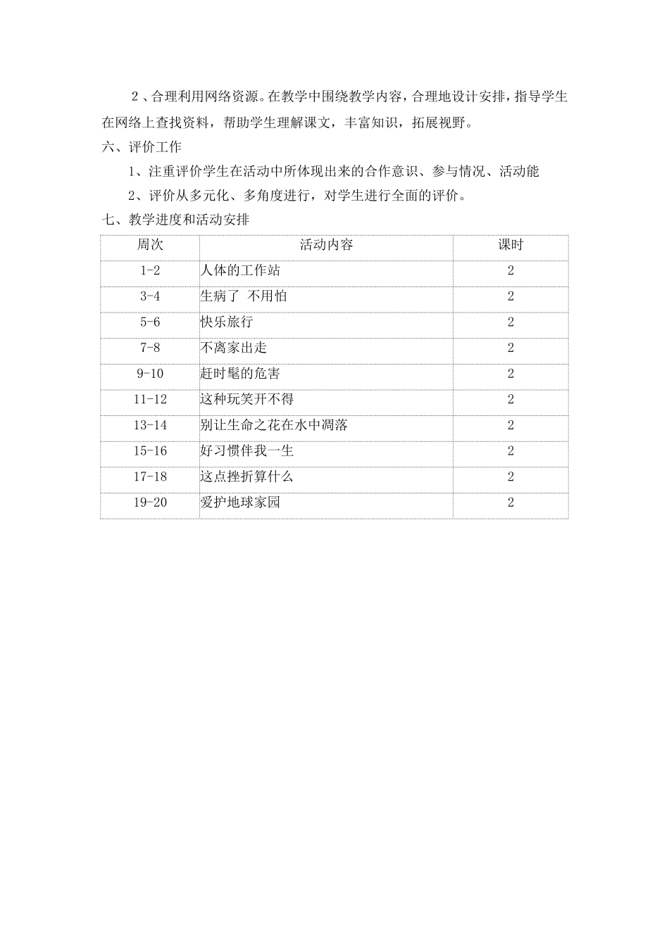 2015年下学期五年级《生命与健康常识》教学计划_第2页