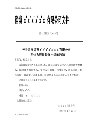 双体系-风险分级管控领导小组及职责