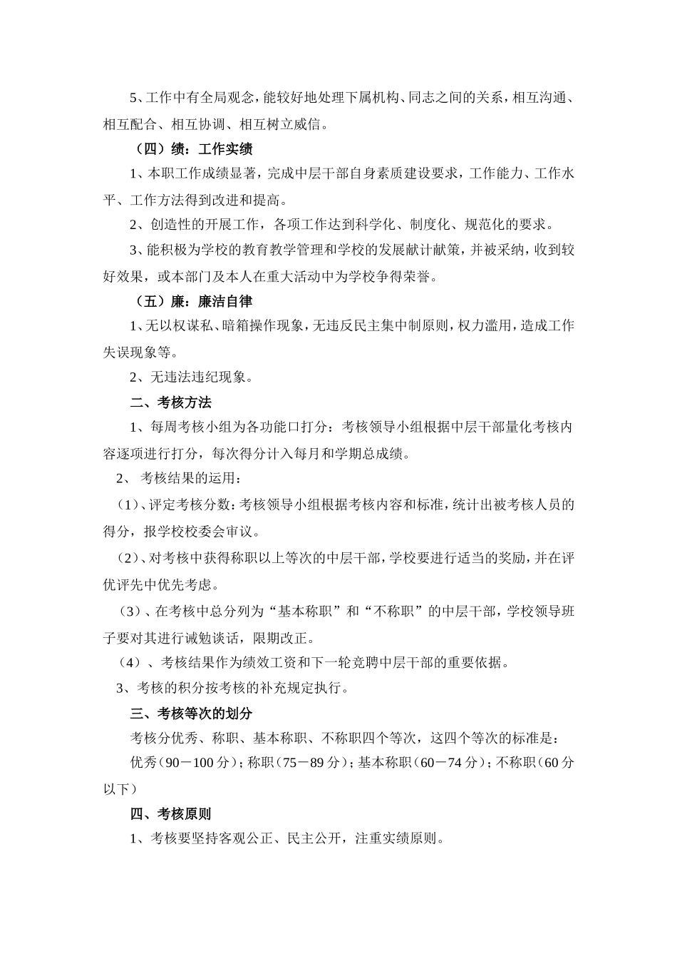 学校中层干部考核方案_第2页