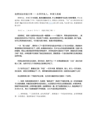 造景鱼缸经验分享
