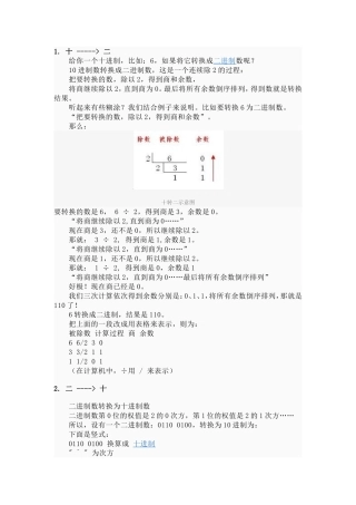 二、八、十、十六进制之间相互转换