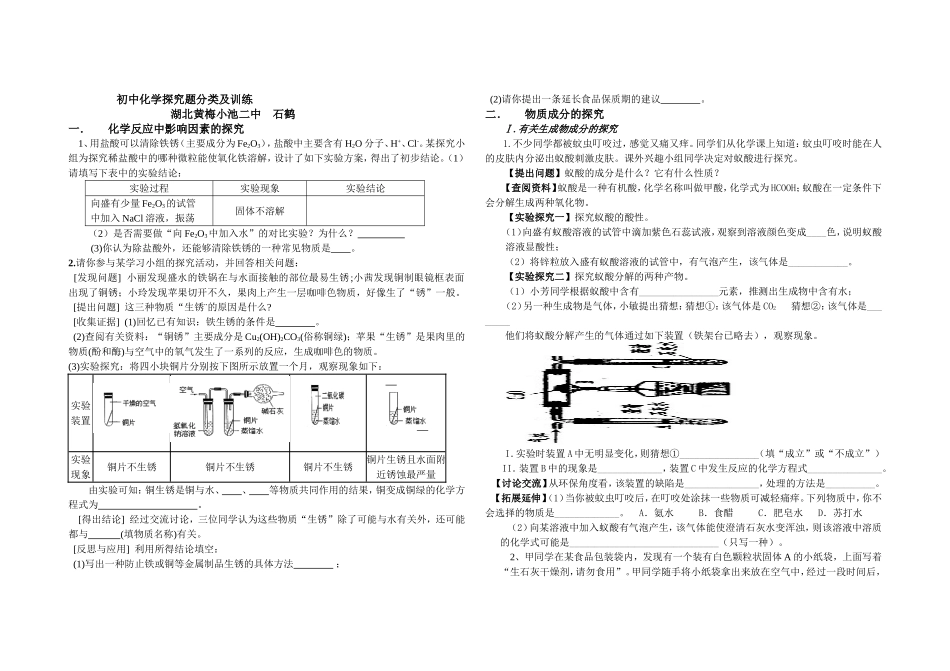 初中化学探究题专题复习_第1页