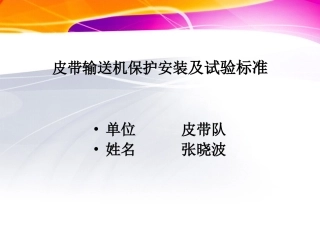 煤矿皮带输送机保护安装及试验标准