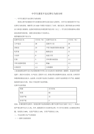 中学生课堂不良纪律行为的分析