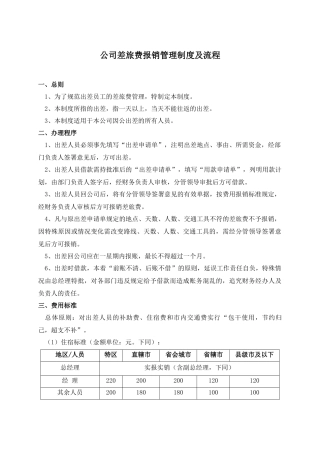 公司差旅费报销管理制度及流程