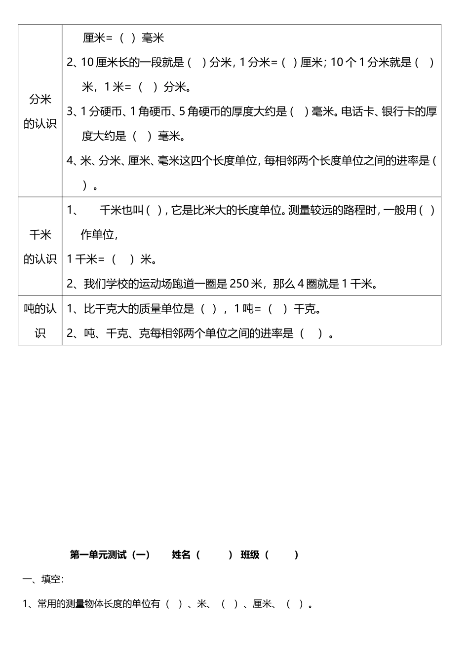 小学三年级数学上册测试题(测量)_第2页