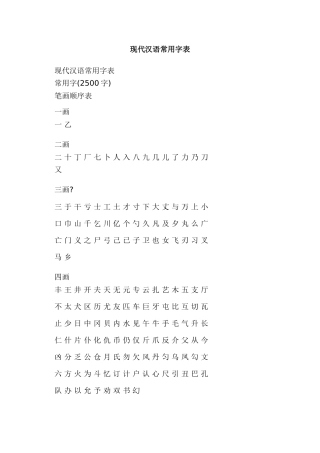 现代汉语常用字表