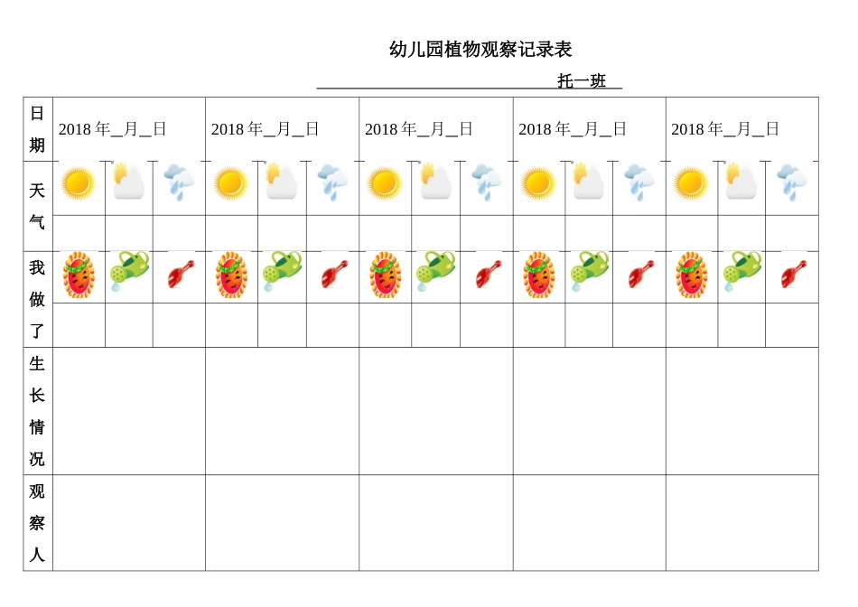 幼儿园植物观察记录表格_第3页