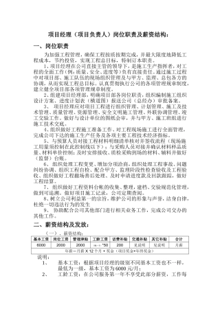 项目经理岗位职责-薪资发放