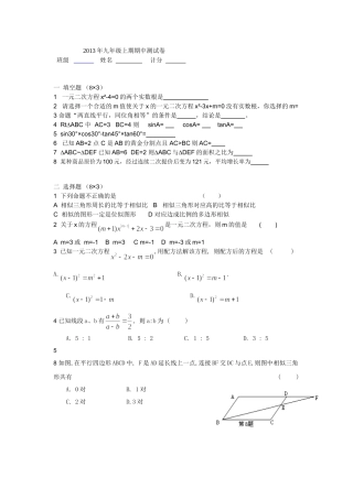 2013年九年级上期期中测试卷