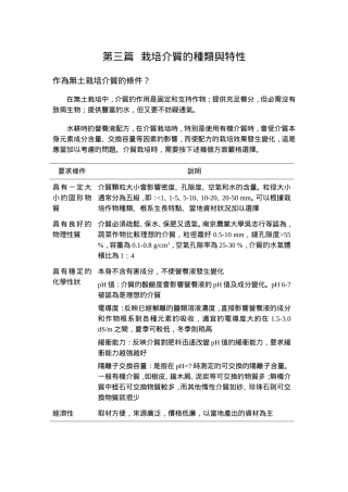 栽培介质的种类与特性