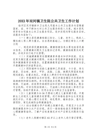 20XX年双河镇卫生院公共卫生工作计划 (5)