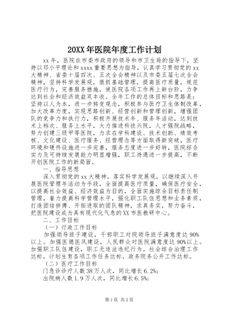 20XX年医院年度工作计划 (3)