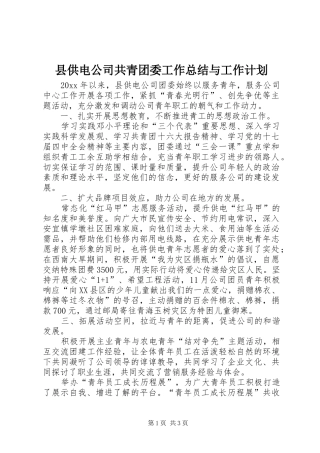 县供电公司共青团委工作总结与工作计划 