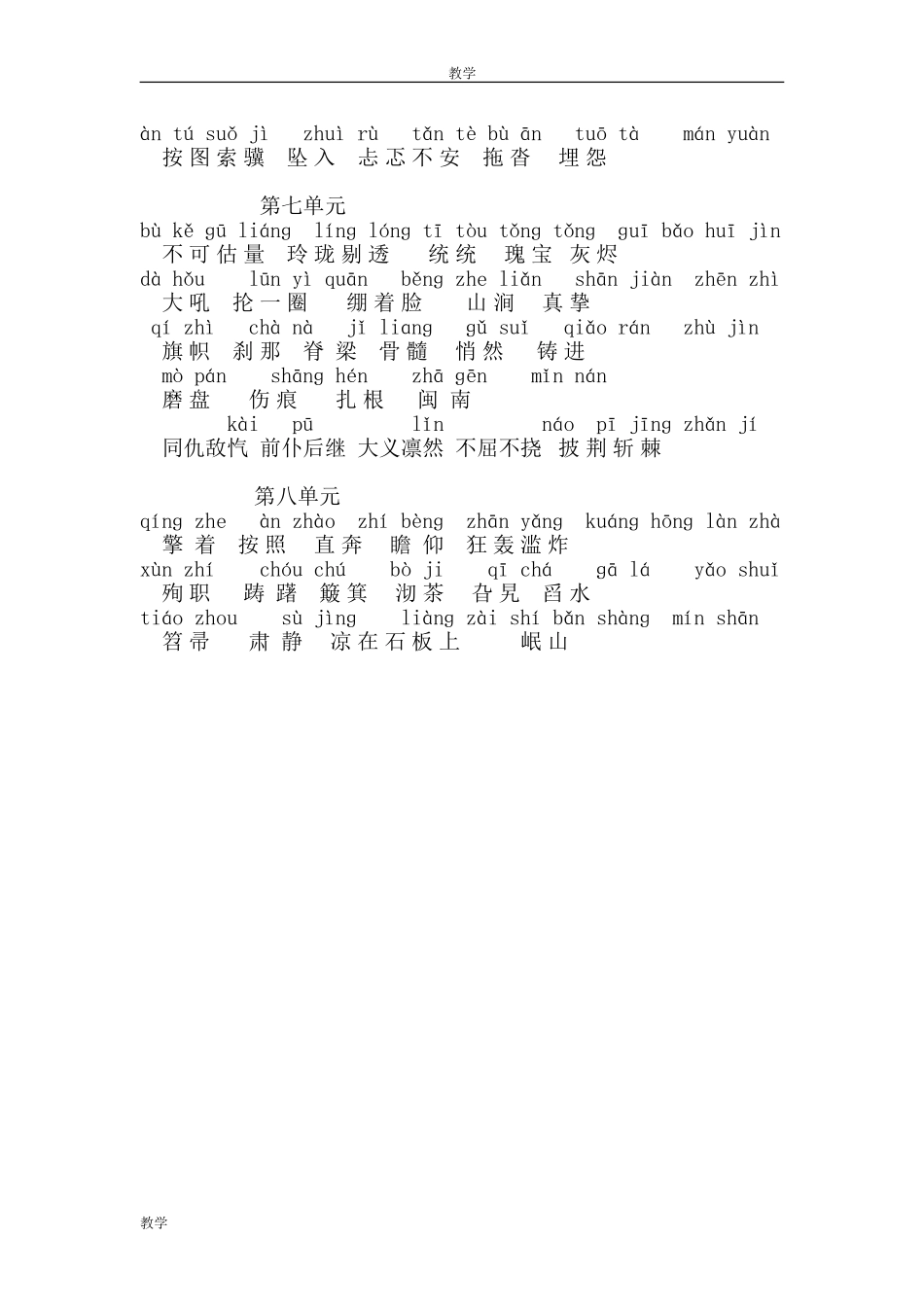 人教五年级上册读音易错词_第2页