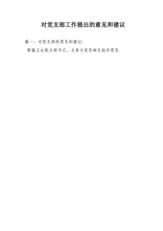 对党支部工作提出的意见和建议 (2)